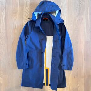 Jack Spade New York Trench Coat Rain Shell Hooded Navy Mens Size Small